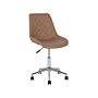 Swivel Office Chair Brown With Silver Base Faux Leather Quilted Upholstery Adjustable Height