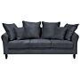 Sofa Grey Velvet Solid Wood 3 Seater Scatter Pillows