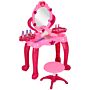 Aiyaplay Kids Dressing Table With Mirror And Stool, Light, Music, 15 Accessories, For 3-6 Years Old, Pink | Aosom Uk