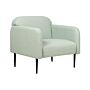 Armchair Light Green And Black Linen Fabric Metal Legs 83 X 74 X 77 Cm Tub Chair Upholstered Soft Retro Art Decor Style