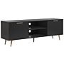 Tv Stand Black With Gold For Up To 75ʺ Tv Metal Legs With Cabinets And Shelves Cable Management Storage