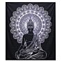 B&w Double Cotton Bedspread + Wall Hanging - Buddha