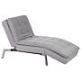 Chaise Lounge Light Grey Velvet Tufted Adjustable Back And Legs