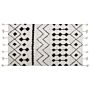 Rug Off-white Black Cotton 80 X 150 Cm Geometric Pattern Runes Tribal Tassels Oriental