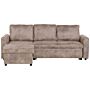 Corner Sofa Bed Brown Faux Leather Upholstered Right Hand Orientation With Storage Bed