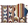 Kilim Area Rug Multicolour Wool And Cotton 140 X 200 Cm Handmade Woven Boho Striped Pattern With Tassels