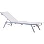 Sun Lounger White And Silver Steel Frame Adjustable Backrest Uv Resistant Beliani