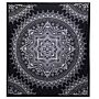 B&w Double Cotton Bedspread + Wall Hanging - Lotus Flower