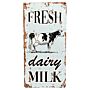 Metal Vintage Wall Sign - Fresh Dairy Milk Cow Farm