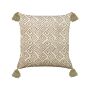 Decorative Cushion Beige Velvet And Cotton 45 X 45 Cm Geometric Pattern Block Printed