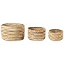 Set Of 3 Storage Boxes Natural Beige Jute 13/14/20 Cm Height Laundry Baskets Bin