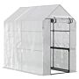 Outsunny Walk In Garden Greenhouse With Shelves Polytunnel Steeple Grow House 186l X 120w 190hcm White