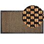 Area Rug Black And Beige Jute Cotton Leather 80 X 150 Cm Rectangular Handwoven Carpet Checked Pattern Rustic Traditional Design