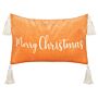 Scatter Cushion Orange Cotton Velvet 30 X 50 Cm Christmas Motif Caption With Tassels Accessories