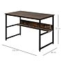 Homcom Computer Desk W/ Storage Shelf Adjustable Feet Metal Frame Home Office Laptop Study Writing Workstation Table Rustic Brown