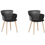 Set Of 2 Dining Chairs Black Synthetic Material Metal Legs Ergonomic Back