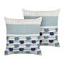 Set Of 2 Decorative Cushions White And Blue Cotton 45 X 45 Cm With Tassels