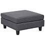 Ottoman Footstool Dark Grey Polyester Fabric Upholstered Square Minimalist Modern Modular Sofa Element