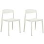 Set Of 2 Dining Chairs White Stackable Armless Leg Caps Plastic Conference Chairs