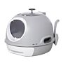 Pawhut Cat Litter Box Toilet With Litter Scoop Enclosed Drawer Skylight Easy To Clean Grey