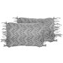 Set Of 2 Decorative Cushions Grey Cotton Macramé 30 X 45 Cm With Tassels Rope