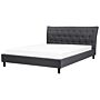 Slatted Bed Frame Dark Grey Polyester Fabric Upholstered Wooden Legs Tufted Headboard 6ft Eu Super King Size