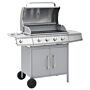 Vidaxl Gas Barbecue Grill 4+1 Cooking Zone Silver Stainless Steel