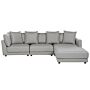 3-seater Sofa Light Grey Polyester Fabric Upholstery Couch With Ottoman Footstool Extra Throw Cushions