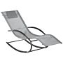 Rocking Sun Lounger Light Grey Fabric Black Steel Frame Fabric Detachable Headrest Garden Outdoor