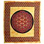 Double Cotton Bedspread + Wall Hanging - Flower Of Life - Orange