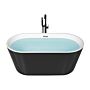 Freestanding Bath Black Sanitary Acrylic Single 150 X 75 Cm Oval Shape Overflow System