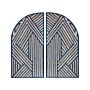 Wall Décor Window Shaped Dark Blue Mdf Carved Pattern