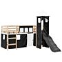 Vidaxl Kids' Loft Bed With Tower White&black 80x200 Cm Solid Wood Pine