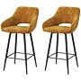 Homcom Set Of Two Velvet-feel Bar Stools - Brown