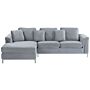 Corner Sofa Grey Velvet Upholstered L-shaped Right Hand Orientation