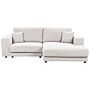 Left Hand 3 Seater Corner Sofa White Fabric Upholstered Track Armrests Additional Cushions Minimalistic Modern Style Beliani