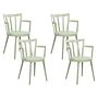 Set Of 4 Dining Chairs Green Synthetic Padded Seat Faux Leather Open Back With Armrests