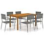 Vidaxl 7 Piece Garden Dining Set Grey