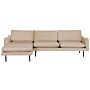 Corner Sofa Beige Velvet Fabric Black Legs