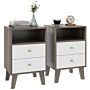 Homcom Industrial-scandinavian Mix Bedside Table, With Drawers And Shelf