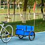 Homcom Steel Trailer For Bike, Bicycle Cargo Trailer With 65l Storage Box And Foldable Frame, Max Load 40kg, Blue