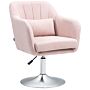 Homcom Swivel Accent Chair For Living Room Contemporary Vanity Armchair With Adjustable Height Thick Cushion Lumbar Support Armrest Pink