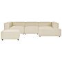 Modular Left Hand Sofa Beige Linen 3 Seater With Ottoman Sectional Corner Sofa With Black Legs