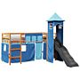 Vidaxl Kids' Loft Bed With Tower Blue 90x200 Cm Solid Wood Pine