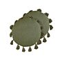 Set Of 2 Decorative Cushions Green Cotton 45 Cm Round With Tassels