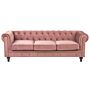 Chesterfield Sofa Pink Velvet Fabric Upholstery Black Legs 3 Seater