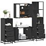 Vidaxl 4 Piece Bathroom Furniture Set Black Engineered Wood