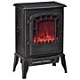 Homcom Free Standing Electric Fireplace Stove, Fireplace Heater With Realistic Flame Effect, Overheat Safety Protection, 1000w/2000w, Black