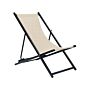 Folding Deck Chair Beige Textilene Sling Seat Beach Chair Adjustable Backrest Patio Recliner