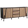 Sideboard Light Wood 2 Cabinets 3 Drawers Metal Legs